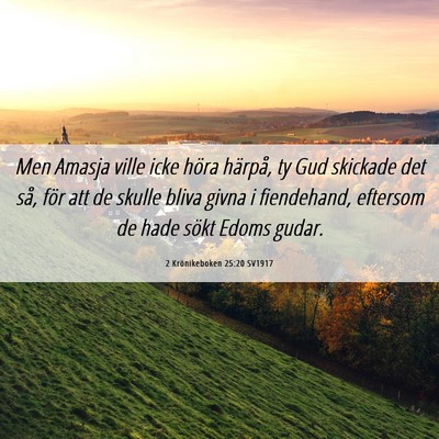 Picture 06 - 2 Krönikeboken 25:20 SV1917 - Men Amasja ville icke höra härpå, ty Gud - Bible Verse Picture