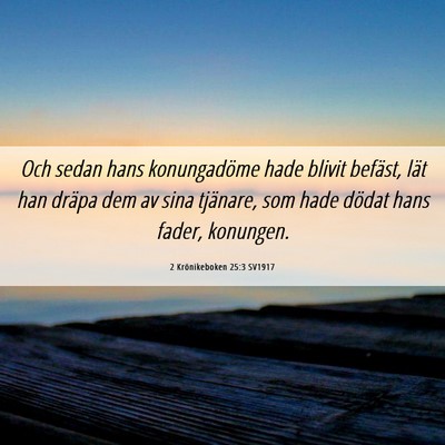 Picture 06 - 2 Krönikeboken 25:3 SV1917 - Och sedan hans konungadöme hade blivit befäst, - Bible Verse Picture