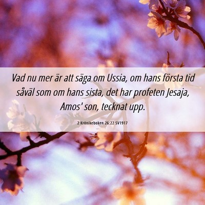 Picture 06 - 2 Krönikeboken 26:22 SV1917 - Vad nu mer är att säga om Ussia, om hans - Bible Verse Picture