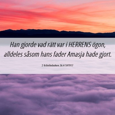 Picture 06 - 2 Krönikeboken 26:4 SV1917 - Han gjorde vad rätt var i HERRENS ögon, - Bible Verse Picture