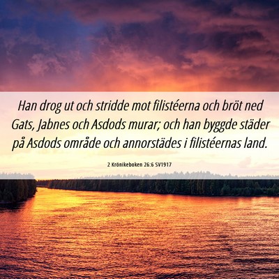 Picture 06 - 2 Krönikeboken 26:6 SV1917 - Han drog ut och stridde mot filistéerna och - Bible Verse Picture