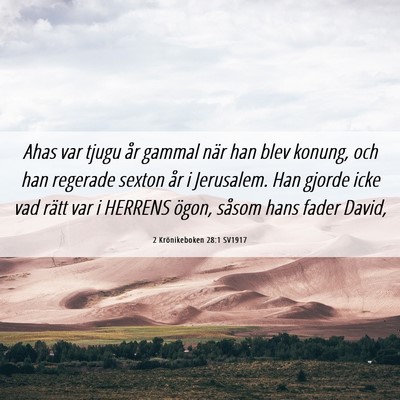 Picture 06 - 2 Krönikeboken 28:1 SV1917 - Ahas var tjugu år gammal när han blev konung, - Bible Verse Picture