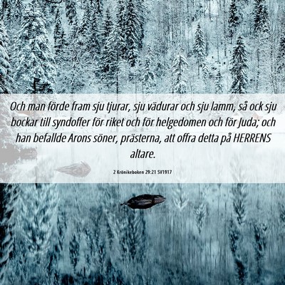 Picture 06 - 2 Krönikeboken 29:21 SV1917 - Och man förde fram sju tjurar, sju vädurar och - Bible Verse Picture
