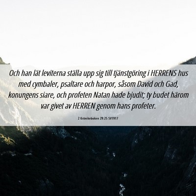 Picture 06 - 2 Krönikeboken 29:25 SV1917 - Och han lät leviterna ställa upp sig till - Bible Verse Picture