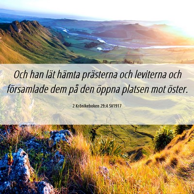 Picture 06 - 2 Krönikeboken 29:4 SV1917 - Och han lät hämta prästerna och leviterna och - Bible Verse Picture