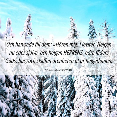 Picture 06 - 2 Krönikeboken 29:5 SV1917 - Och han sade till dem: »Hören mig, I leviter. - Bible Verse Picture