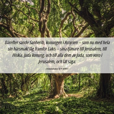Picture 06 - 2 Krönikeboken 32:9 SV1917 - Därefter sände Sanherib, konungen i Assyrien -- - Bible Verse Picture