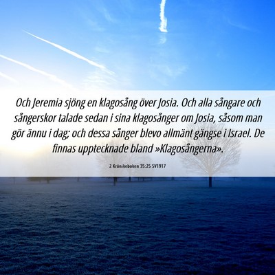 Picture 06 - 2 Krönikeboken 35:25 SV1917 - Och Jeremia sjöng en klagosång över Josia. Och - Bible Verse Picture