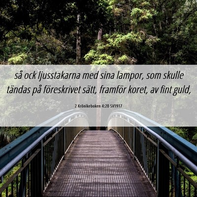 Picture 06 - 2 Krönikeboken 4:20 SV1917 - så ock ljusstakarna med sina lampor, som skulle - Bible Verse Picture