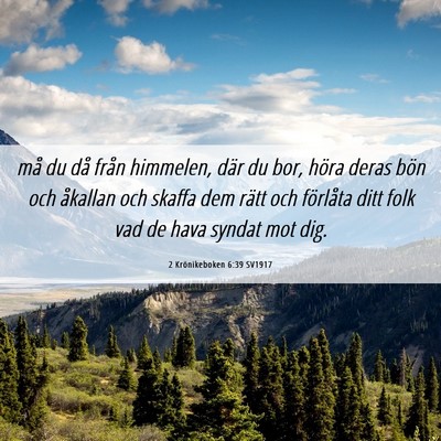 Picture 06 - 2 Krönikeboken 6:39 SV1917 - må du då från himmelen, där du bor, höra - Bible Verse Picture