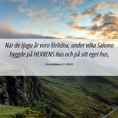 Picture 06 - 2 Krönikeboken 8:1 SV1917 - När de tjugu år voro förlidna, under vilka - Bible Verse Picture