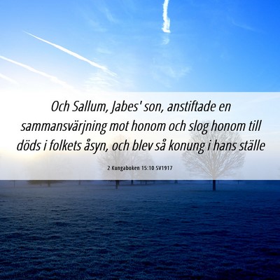 Picture 06 - 2 Kungaboken 15:10 SV1917 - Och Sallum, Jabes' son, anstiftade en - Bible Verse Picture