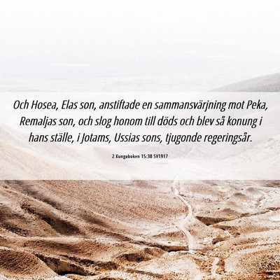 Picture 06 - 2 Kungaboken 15:30 SV1917 - Och Hosea, Elas son, anstiftade en - Bible Verse Picture