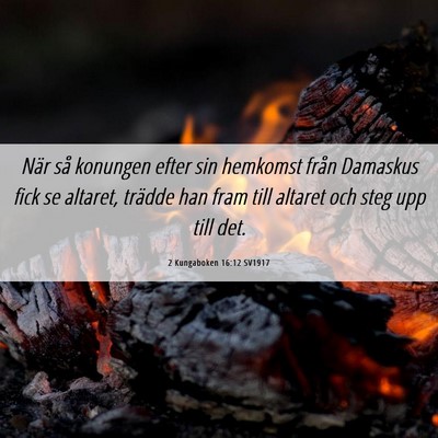 Picture 06 - 2 Kungaboken 16:12 SV1917 - När så konungen efter sin hemkomst från - Bible Verse Picture