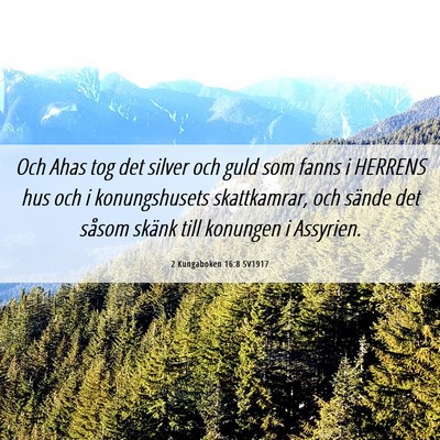 Picture 06 - 2 Kungaboken 16:8 SV1917 - Och Ahas tog det silver och guld som fanns i - Bible Verse Picture