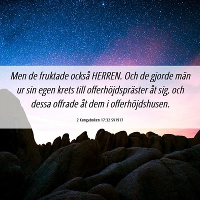 Picture 06 - 2 Kungaboken 17:32 SV1917 - Men de fruktade också HERREN. Och de gjorde män - Bible Verse Picture