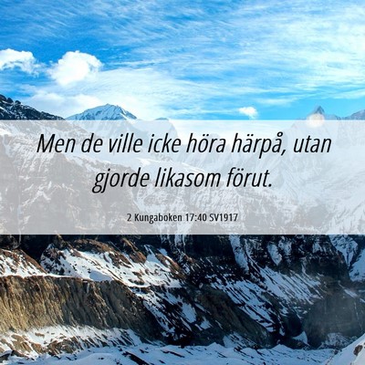 Picture 06 - 2 Kungaboken 17:40 SV1917 - Men de ville icke höra härpå, utan gjorde - Bible Verse Picture