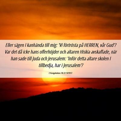 Picture 06 - 2 Kungaboken 18:22 SV1917 - Eller sägen I kanhända till mig: 'Vi - Bible Verse Picture