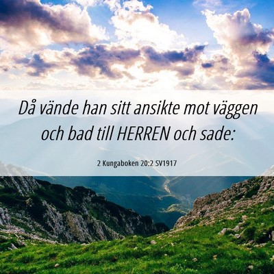 Picture 06 - 2 Kungaboken 20:2 SV1917 - Då vände han sitt ansikte mot väggen och bad - Bible Verse Picture
