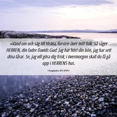 Picture 06 - 2 Kungaboken 20:5 SV1917 - »Vänd om och säg till Hiskia, fursten över - Bible Verse Picture