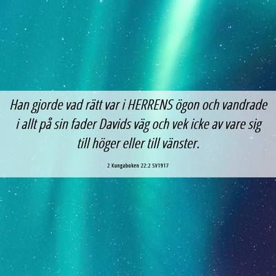 Picture 06 - 2 Kungaboken 22:2 SV1917 - Han gjorde vad rätt var i HERRENS ögon och - Bible Verse Picture