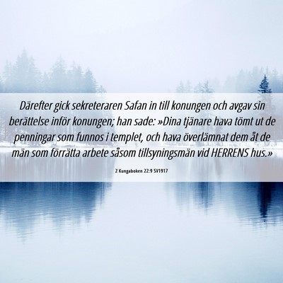 Picture 06 - 2 Kungaboken 22:9 SV1917 - Därefter gick sekreteraren Safan in till - Bible Verse Picture