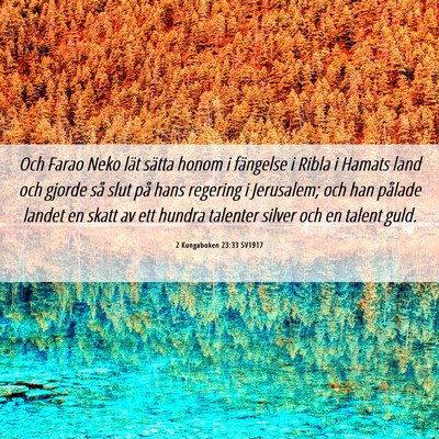 Picture 06 - 2 Kungaboken 23:33 SV1917 - Och Farao Neko lät sätta honom i fängelse i - Bible Verse Picture