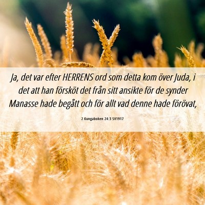 Picture 06 - 2 Kungaboken 24:3 SV1917 - Ja, det var efter HERRENS ord som detta kom över - Bible Verse Picture