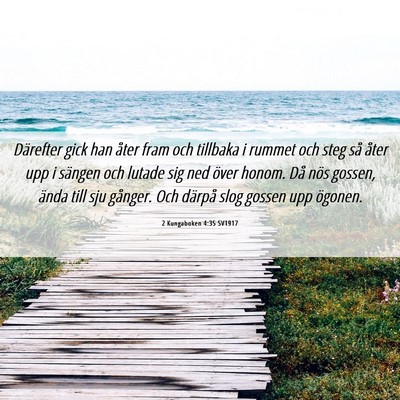 Picture 06 - 2 Kungaboken 4:35 SV1917 - Därefter gick han åter fram och tillbaka i - Bible Verse Picture