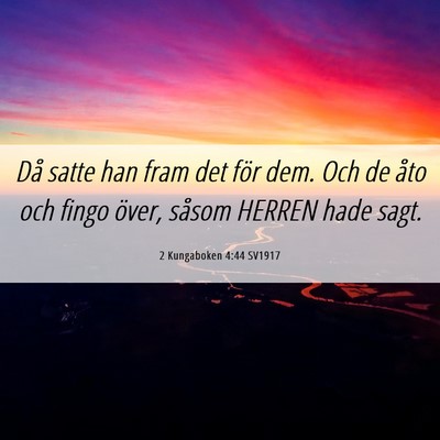 Picture 06 - 2 Kungaboken 4:44 SV1917 - Då satte han fram det för dem. Och de åto och - Bible Verse Picture