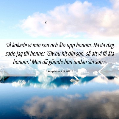 Picture 06 - 2 Kungaboken 6:29 SV1917 - Så kokade vi min son och åto upp honom. Nästa - Bible Verse Picture