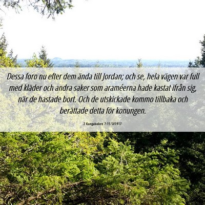 Picture 06 - 2 Kungaboken 7:15 SV1917 - Dessa foro nu efter dem ända till Jordan; och - Bible Verse Picture