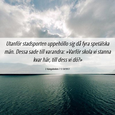 Picture 06 - 2 Kungaboken 7:3 SV1917 - Utanför stadsporten uppehöllo sig då fyra - Bible Verse Picture