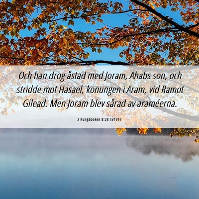 Picture 06 - 2 Kungaboken 8:28 SV1917 - Och han drog åstad med Joram, Ahabs son, och - Bible Verse Picture