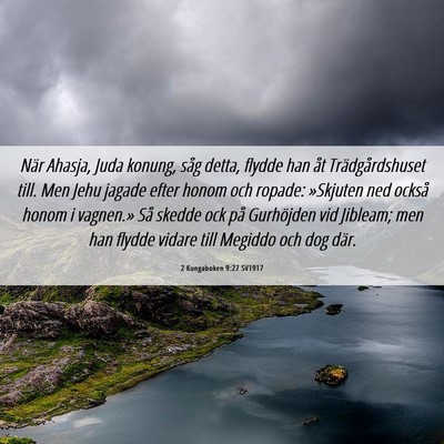 Picture 06 - 2 Kungaboken 9:27 SV1917 - När Ahasja, Juda konung, såg detta, flydde han - Bible Verse Picture