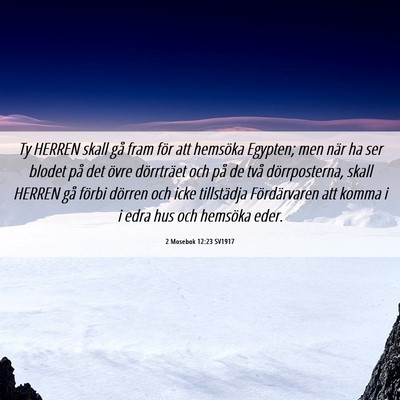Picture 06 - 2 Mosebok 12:23 SV1917 - Ty HERREN skall gå fram för att hemsöka - Bible Verse Picture