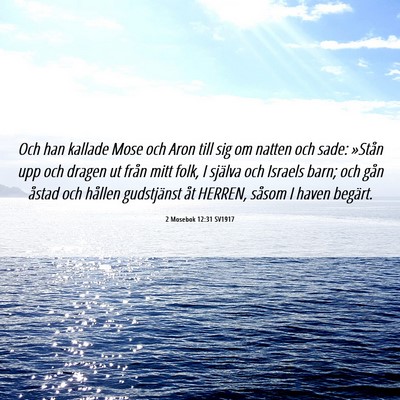 Picture 06 - 2 Mosebok 12:31 SV1917 - Och han kallade Mose och Aron till sig om natten - Bible Verse Picture