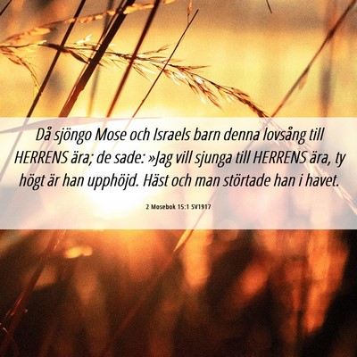 Picture 06 - 2 Mosebok 15:1 SV1917 - Då sjöngo Mose och Israels barn denna lovsång - Bible Verse Picture