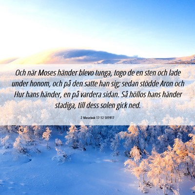 Picture 06 - 2 Mosebok 17:12 SV1917 - Och när Moses händer blevo tunga, togo de en - Bible Verse Picture