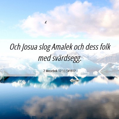 Picture 06 - 2 Mosebok 17:13 SV1917 - Och Josua slog Amalek och dess folk med - Bible Verse Picture