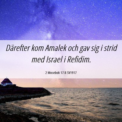 Picture 06 - 2 Mosebok 17:8 SV1917 - Därefter kom Amalek och gav sig i strid med - Bible Verse Picture