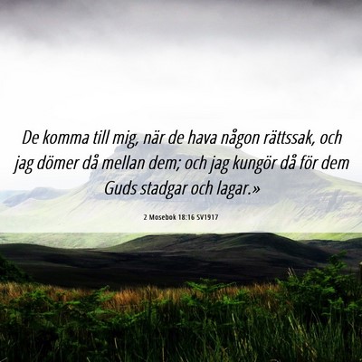 Picture 06 - 2 Mosebok 18:16 SV1917 - De komma till mig, när de hava någon rättssak, - Bible Verse Picture