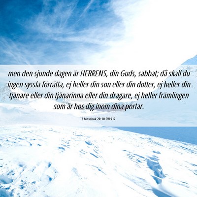 Picture 06 - 2 Mosebok 20:10 SV1917 - men den sjunde dagen är HERRENS, din Guds, - Bible Verse Picture