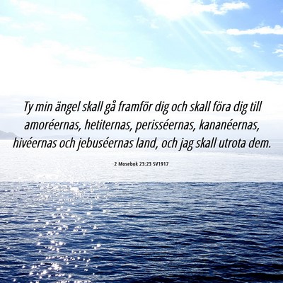 Picture 06 - 2 Mosebok 23:23 SV1917 - Ty min ängel skall gå framför dig och skall - Bible Verse Picture