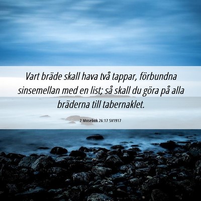 Picture 06 - 2 Mosebok 26:17 SV1917 - Vart bräde skall hava två tappar, förbundna - Bible Verse Picture