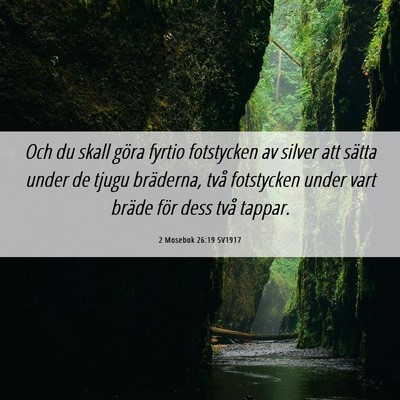 Picture 06 - 2 Mosebok 26:19 SV1917 - Och du skall göra fyrtio fotstycken av silver - Bible Verse Picture