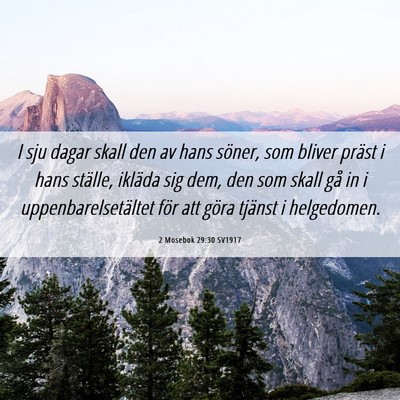 Picture 06 - 2 Mosebok 29:30 SV1917 - I sju dagar skall den av hans söner, som bliver - Bible Verse Picture