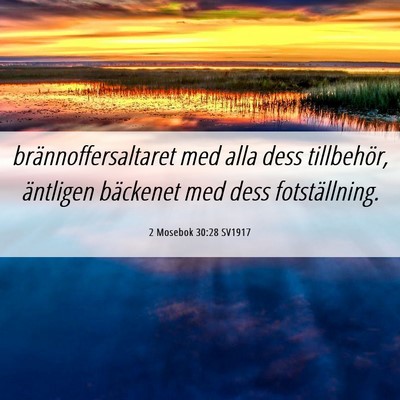 Picture 06 - 2 Mosebok 30:28 SV1917 - brännoffersaltaret med alla dess tillbehör, - Bible Verse Picture
