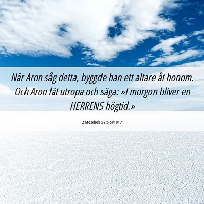 Picture 06 - 2 Mosebok 32:5 SV1917 - När Aron såg detta, byggde han ett altare åt - Bible Verse Picture