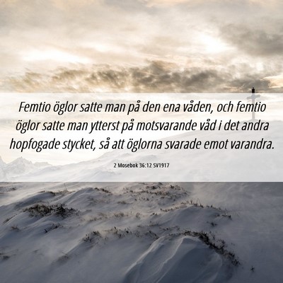 Picture 06 - 2 Mosebok 36:12 SV1917 - Femtio öglor satte man på den ena våden, och - Bible Verse Picture